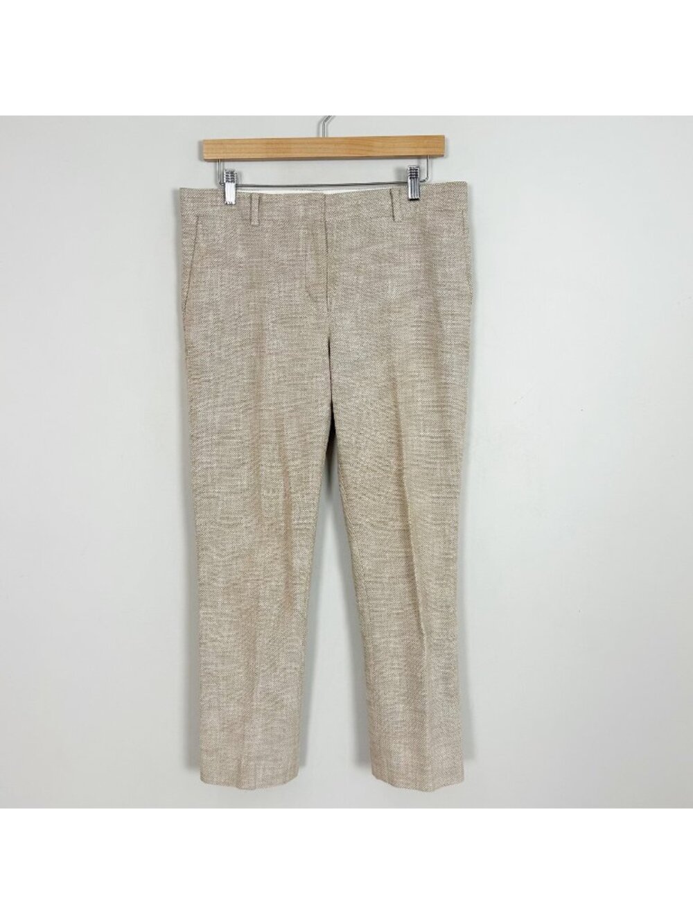 Ann Taylor Classic Tweed Pants Beige Straight Leg Career Size 6 Women's